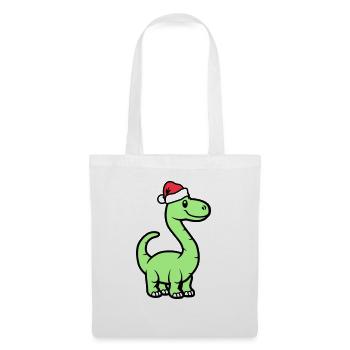 Dinosaurier Brontosaurus Weihnachtsmann - Stoffbeutel - Weiß - Vorne