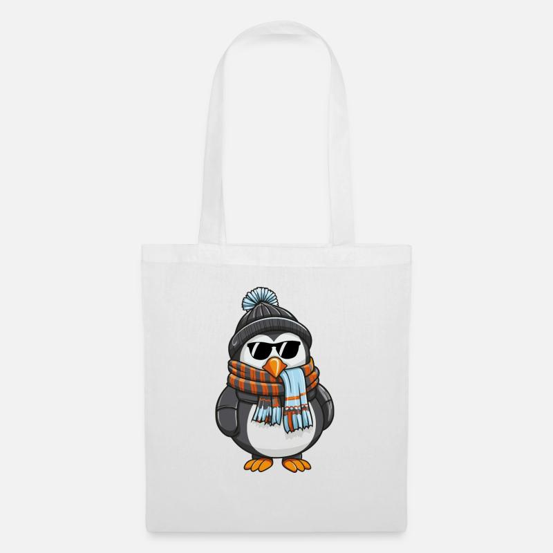 pinguin comic winter - Stoffbeutel - Weiß