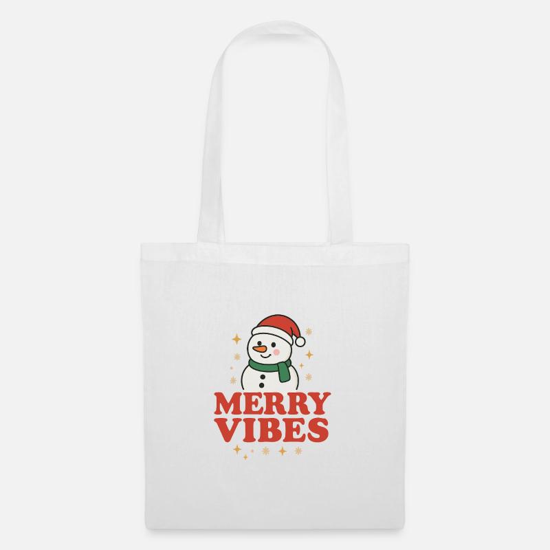 Merry Vibes Schneemann Design - Stoffbeutel - Weiß