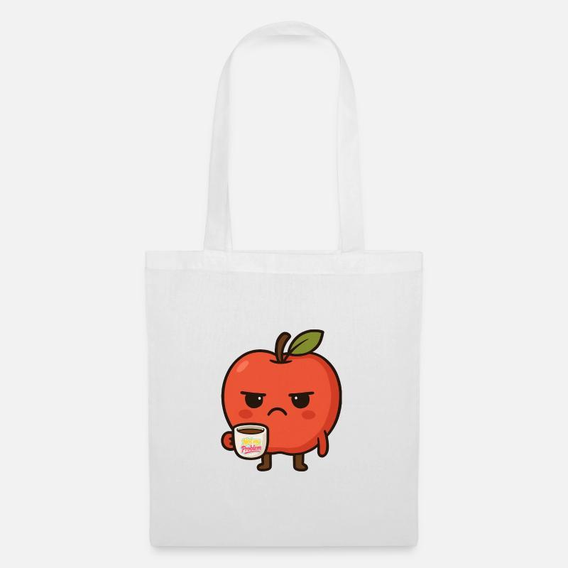 Grumpy Kawaii Apple - Drôle pas mon problème Meme - Sac en tissu - blanc