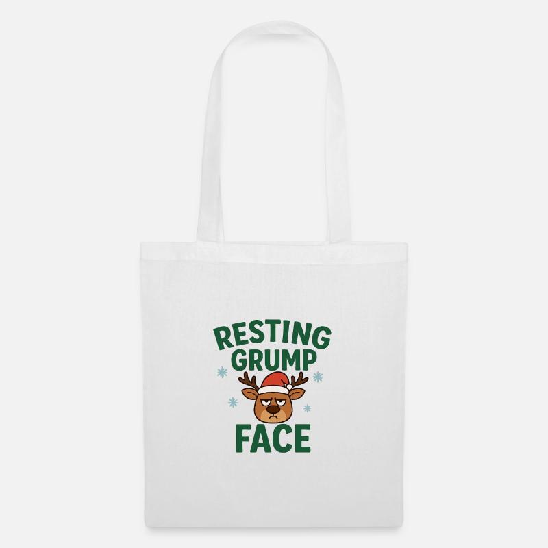 Resting Grump Face Reindeer with Hat - Tote Bag - white
