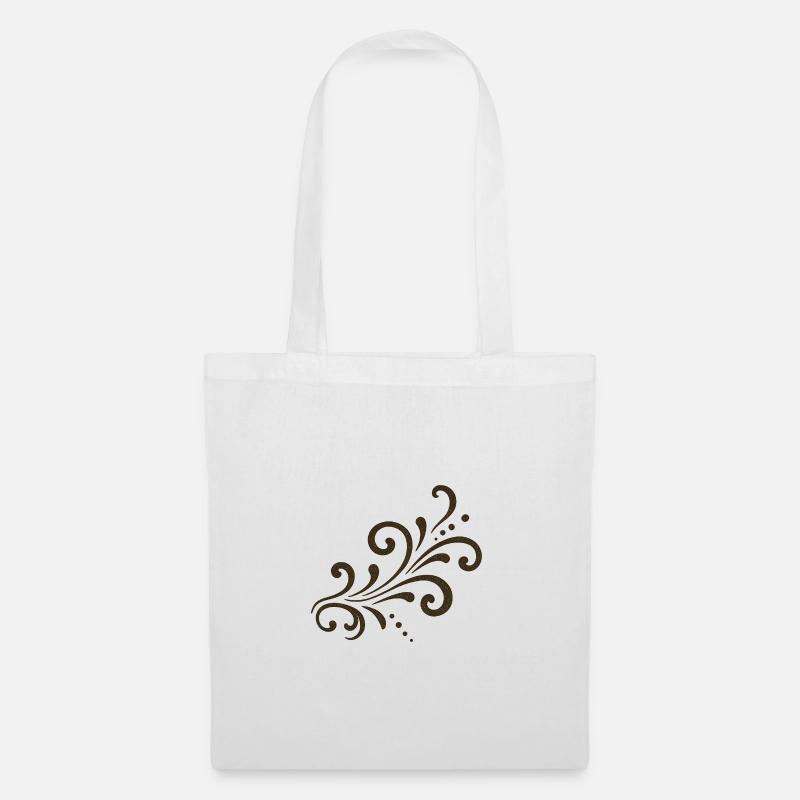 Braune Ornamentblüte Swirl - Stoffbeutel - Weiß
