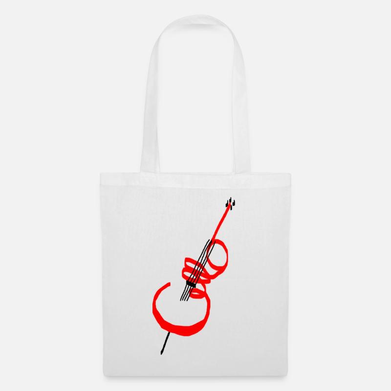 Cello Schriftzug rot - Stoffbeutel - Weiß