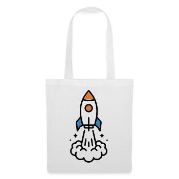 Rakete Start Weltraum Comic - Stoffbeutel - Weiß - Vorne