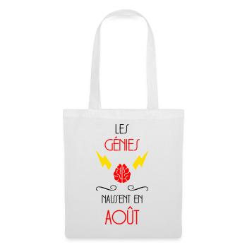 Les Génies Naissent en Août Humour Anniversaire - Sac en tissu - blanc - Devant