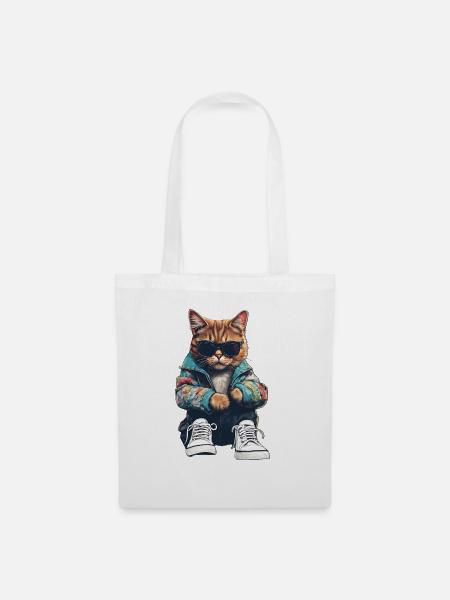 Coole Katze - Stoffbeutel - Weiß