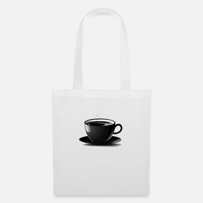 Schwarze Kaffeetasse Silhouette - Stoffbeutel - Weiß