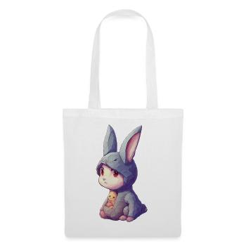 Petit lapin en sweat à capuche - Sac en tissu - blanc - Devant