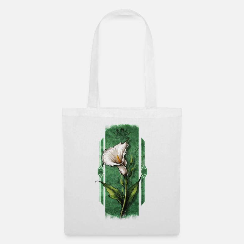 Elegante Blüten: Calla Lilie Blumendesign - Stoffbeutel - Weiß