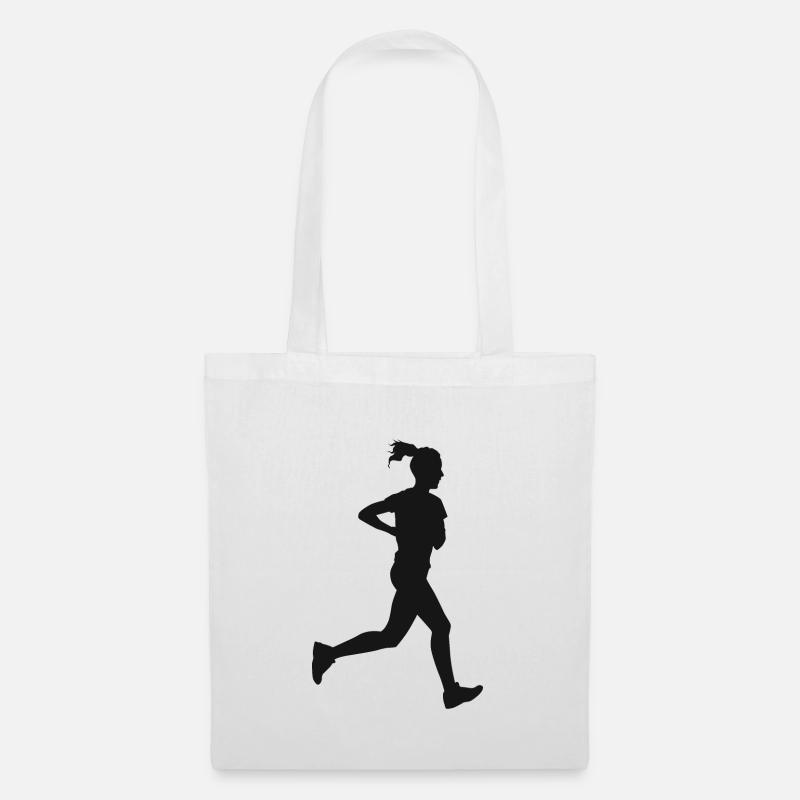 Läufer Jogging Silhouette - Stoffbeutel - Weiß