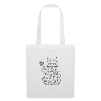 Fortune Cat Maneki-neko Polygon - Stoffbeutel - Weiß - Vorne