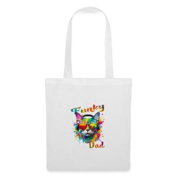 Funky Dad. Geburtstag, Vatertag. Katze - Stoffbeutel - Weiß - Vorne