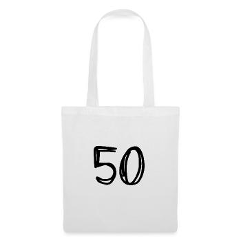 50. 50 JAHRE. 50-jähriges JUBILÄUM. GEBURTSTAG 50 JAHRE. - Stoffbeutel - Weiß - Vorne