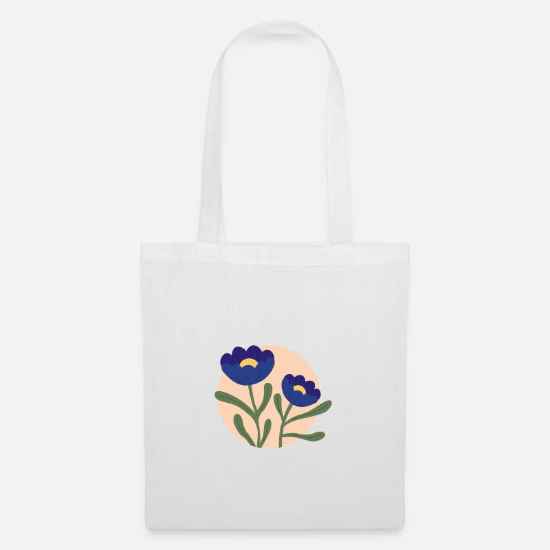 Blumen blau - Stoffbeutel - Weiß