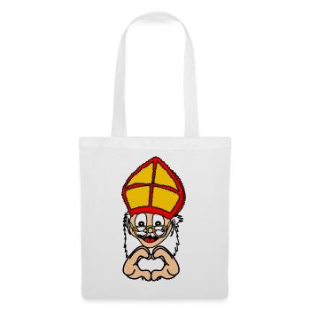 Sinterklaas avec un geste de la main coeur - Sac en tissu - blanc - Devant