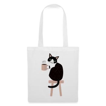 Pause café chat - Sac en tissu - blanc - Devant