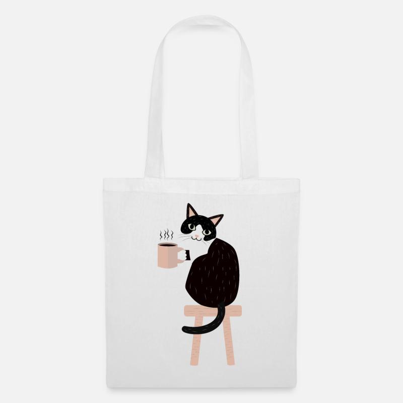 Pause café chat - Sac en tissu - blanc