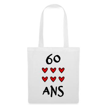 60. 60 ANS. 60e ANNIVERSAIRE. ANNIVERSAIRE 60 ANS. - Sac en tissu - blanc - Devant