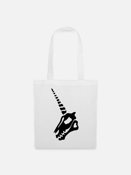 Schwarzes Einhorn Schädel - Stoffbeutel - Weiß
