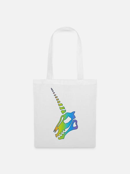 Regenbogen Einhorn Schädel - Stoffbeutel - Weiß