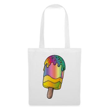 Regenbogen Eis am Stiel Cartoon Illustration  - Stoffbeutel - Weiß - Vorne