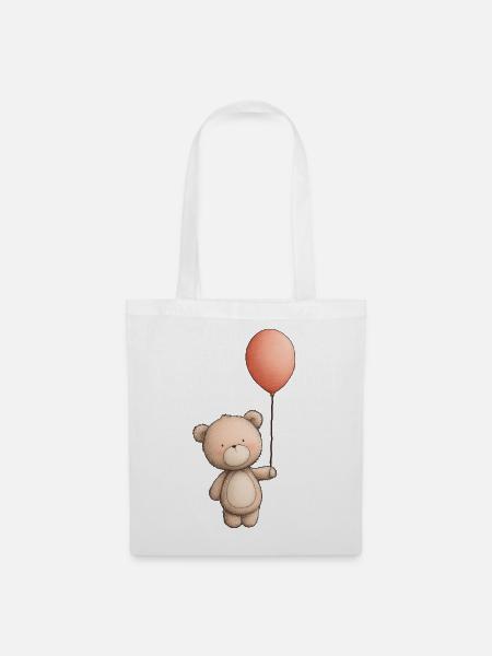 Teddybär, Teddybär - Stoffbeutel - Weiß