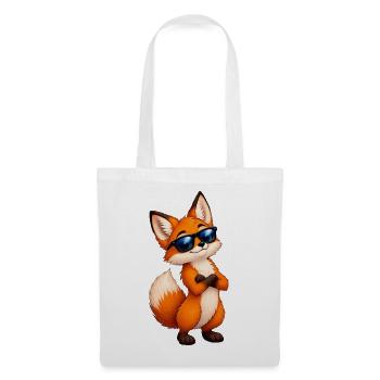 Fuchs mit Sonnenbrille Charme - Stoffbeutel - Weiß - Vorne
