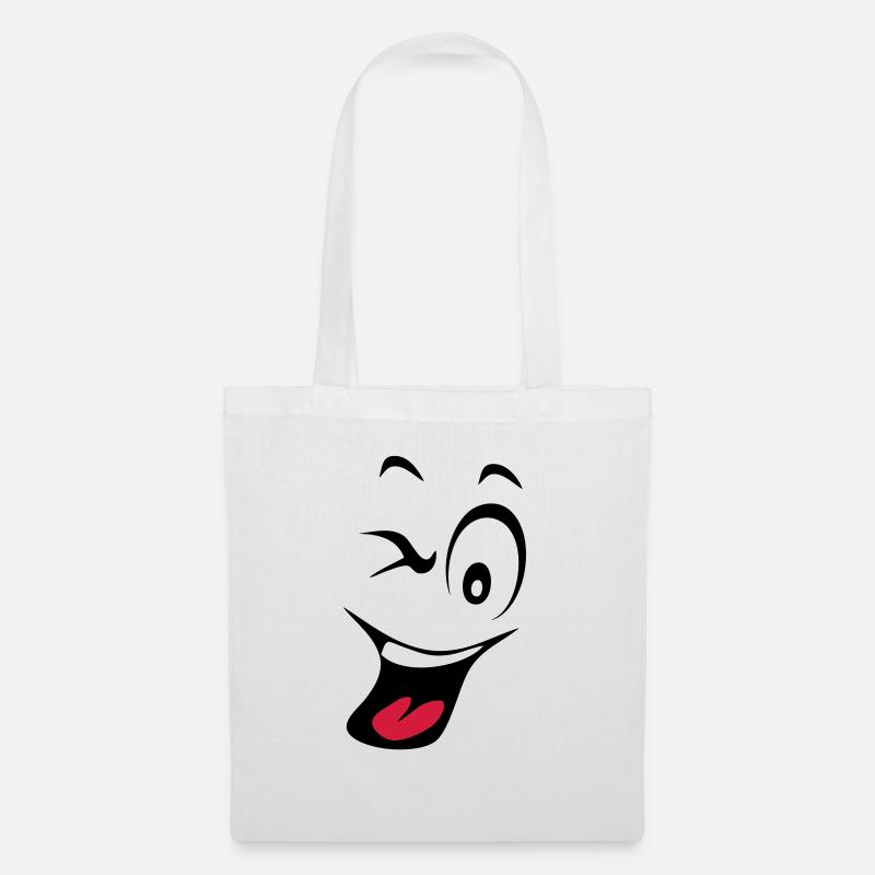 lachender Smiley humeur1 - Stoffbeutel - Weiß