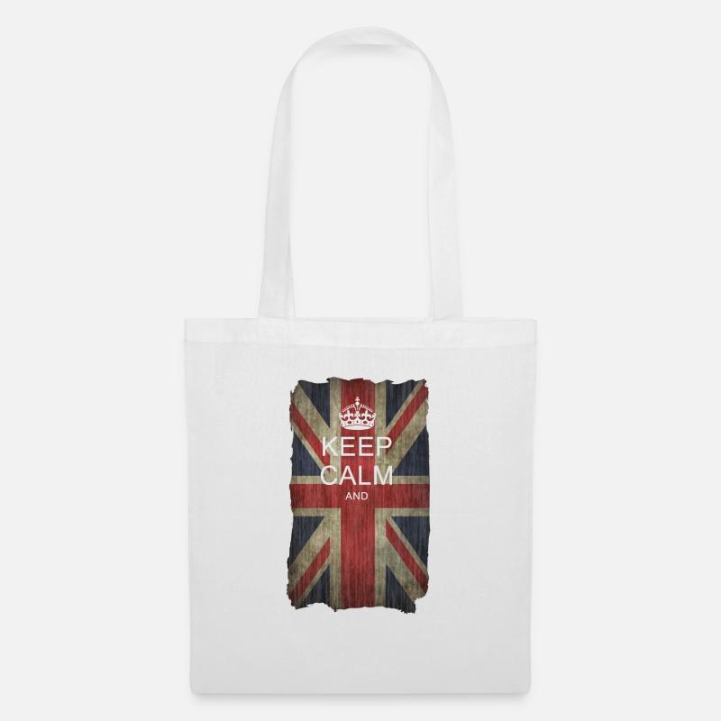 Keep Calm auf Union Jack + dein Text - Tote Bag - white