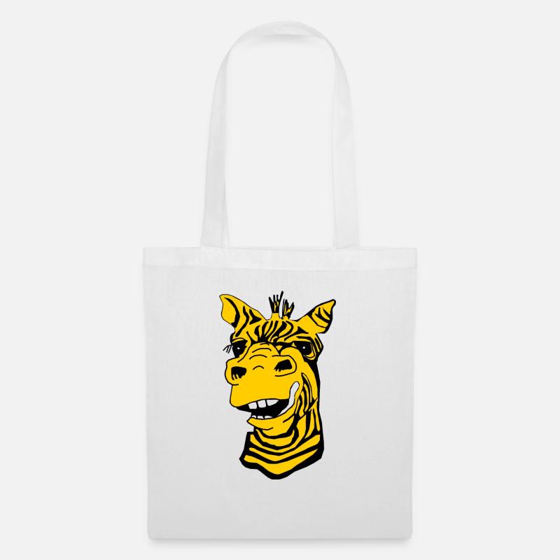 Lustige Giraffe gelb - Stoffbeutel - Weiß