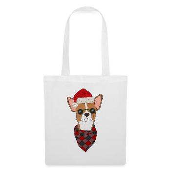 Chihuahua Weihnachtspullover rot weiß kurzhaar - Stoffbeutel - Weiß - Vorne