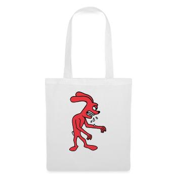 Hase Monster Böse gefräßig Halloween Sabber Spucke - Stoffbeutel - Weiß - Vorne