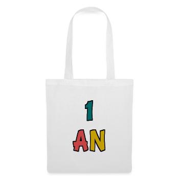 1. 1 AN. 1er ANNIVERSAIRE. ANNIVERSAIRE 1 AN. ANNI - Sac en tissu - blanc - Devant