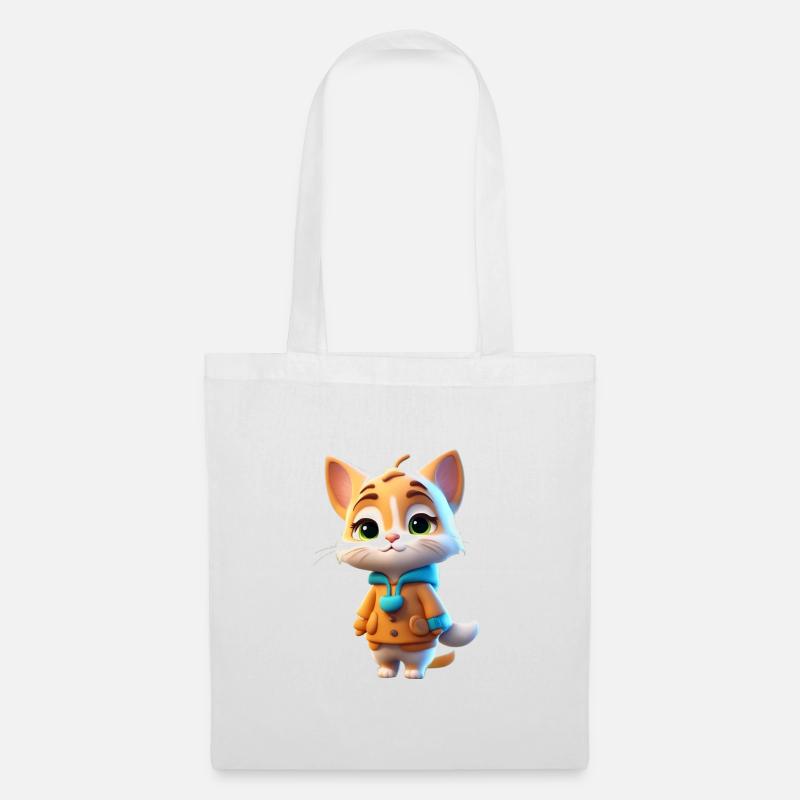 chat mignon d'automne - Sac en tissu - blanc