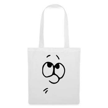 Emoji nachdenklich Skizze schwarz - Stoffbeutel - Weiß - Vorne
