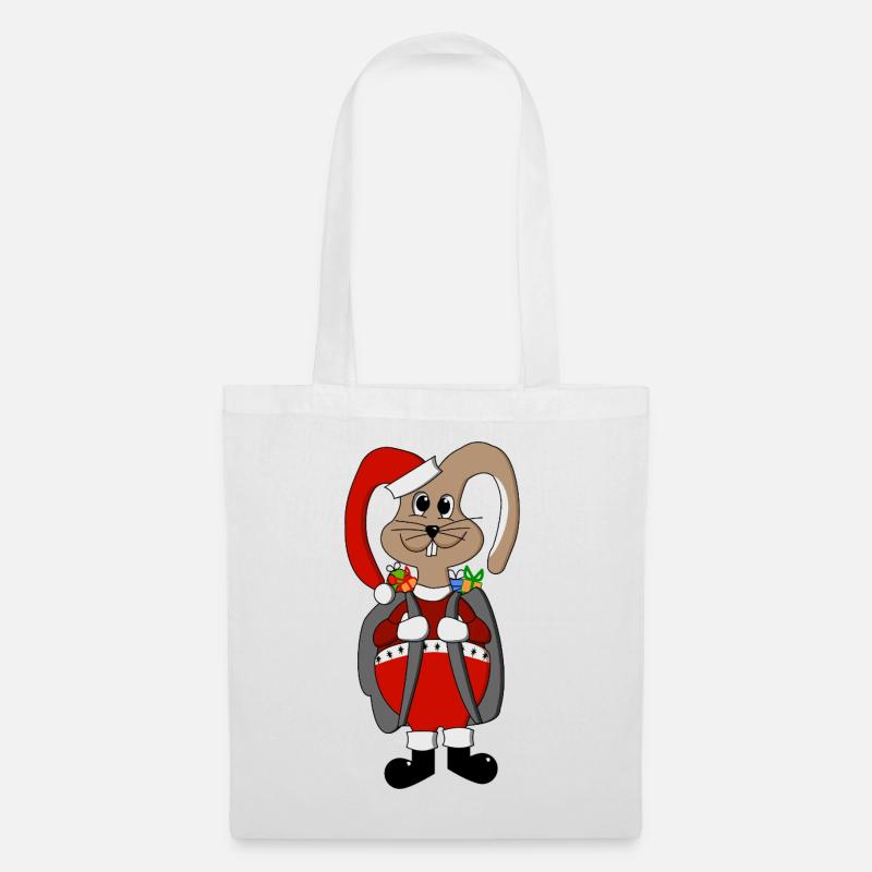 Weihnachtshase - Stoffbeutel - Weiß
