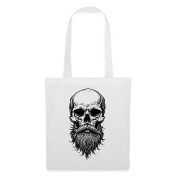 Crâne avec barbe - Sac en tissu - blanc - Devant