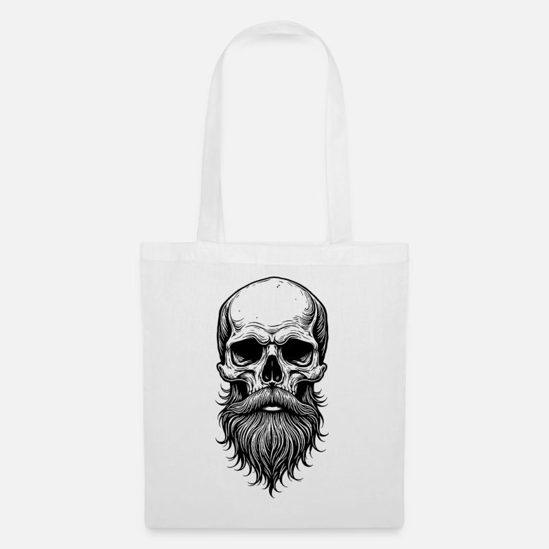 Crâne avec barbe - Sac en tissu - blanc