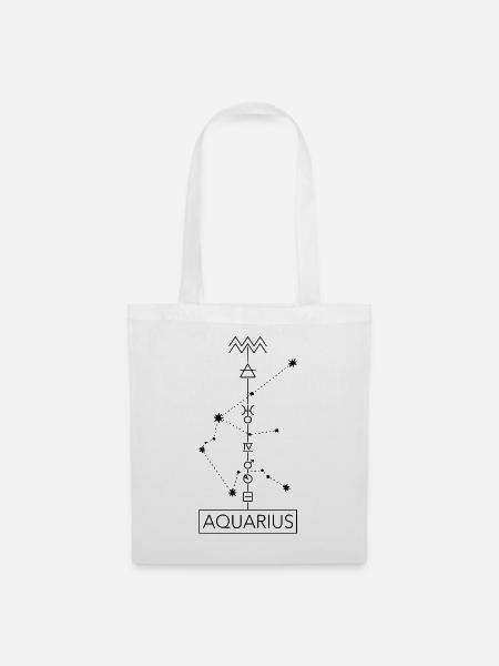 Aquarius - Wassermann Sternzeichen - schwarz - Stoffbeutel - Weiß