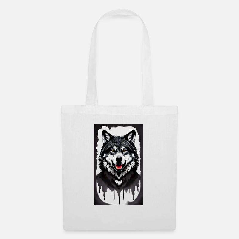 Wolfportrait - Stoffbeutel - Weiß