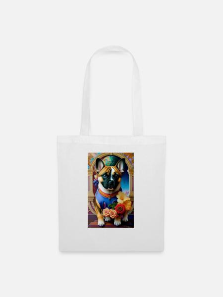 Bulldogge Gemälde - Stoffbeutel - Weiß