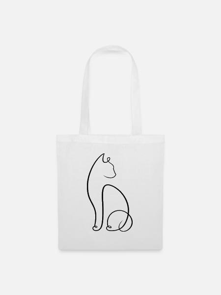 Katze - Stoffbeutel - Weiß