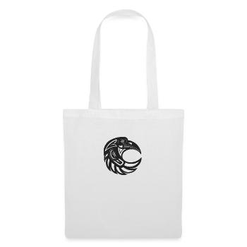 Totem corbeau rond noir - Sac en tissu - blanc - Devant