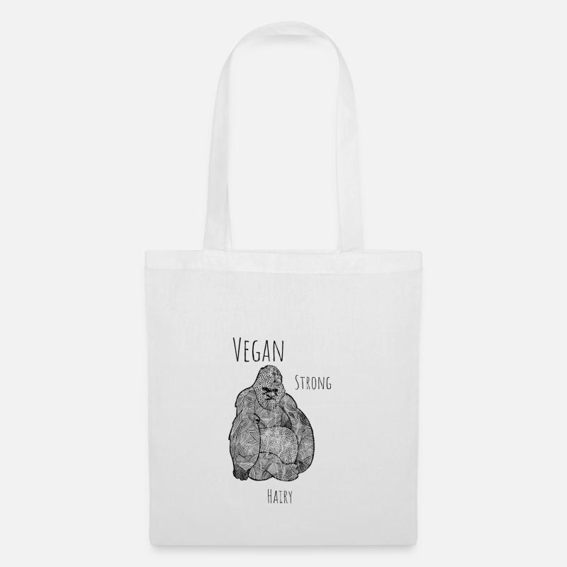 vegan strong hairy Gorilla - Stoffbeutel - Weiß
