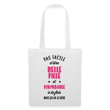 belle-fille / beau-fils / beau fils / belle fille - Sac en tissu - blanc - Devant