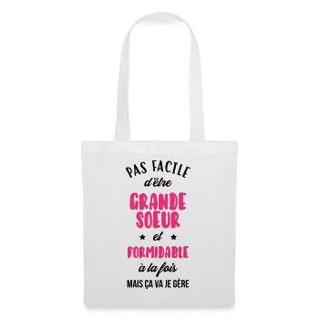 Grande Soeur Sœur Naissance Bébé Famille - Tote Bag - white - Front