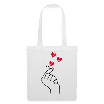 Finger Heart Love Minimal Line Art Design - Tote Bag - white - Front