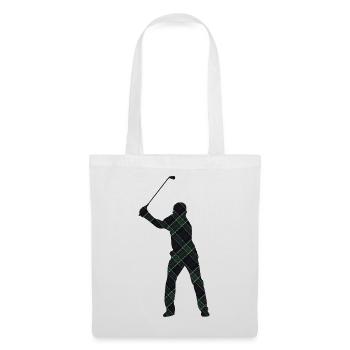 Tartan-Golfer-Schwung-Silhouette - Stoffbeutel - Weiß - Vorne