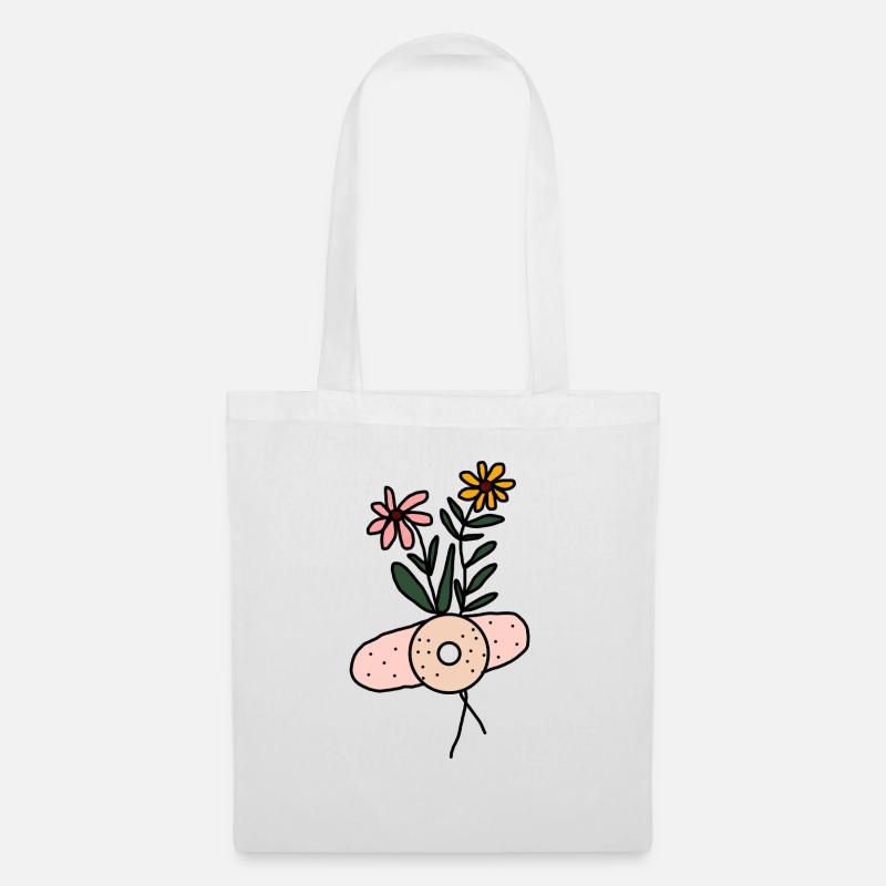 Gänseblümchen Bandagierte Blumenpflanze Illustration Design. - Stoffbeutel - Weiß