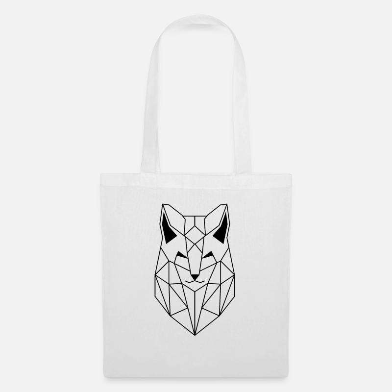 Polygonal Wolf version noire - Sac en tissu - blanc